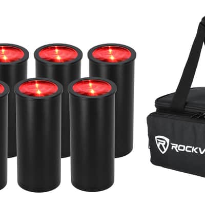 Rockville 8 PACK MINI HALO BLACK DJ Wash Lights+Bag, Wireless DMX/Rechargeable image 1