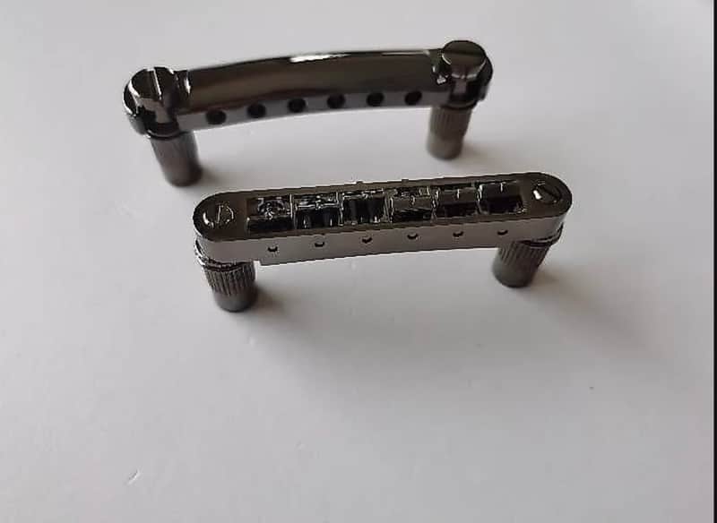 Black Nickel Guitar Tune O Matic Bridge with Stopbar Tailpiece image 1
