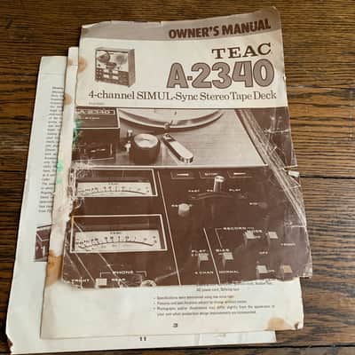TEAC A- 2340 4 CHANNEL SIMUL SYNC STEREO TAPE DECK MANUAL/BOOKLET- MAKE OFFER! image 9