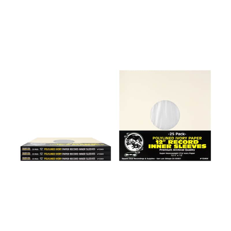 (100) 12" Ivory Paper Plastic Record Heavyweight Polylined Inner Sleeves 12IAIV image 1