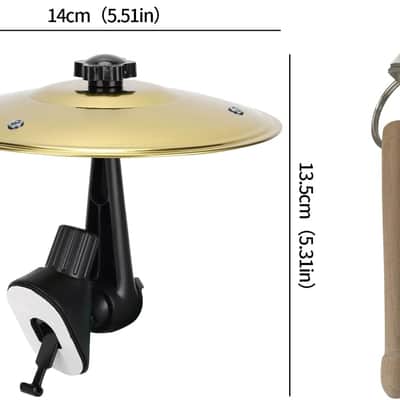5.5 Inch Car Cymbal Air Vent, Mini Crash Cymbal Set with Drum Stick | Drum for Car Clip-On Dashboard Decor, Fun Gift for Drummers & Music Lovers, Universal Fits Most Vehicles, Gold 1 Pack image 2