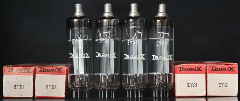 4x 1955's Tronix EY81 Long Plate Top Ring Getter Vacuum Tube image 1