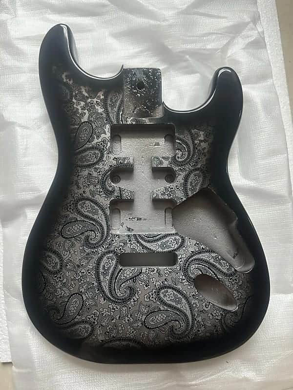 Black Vintage Amoeba Black Guitar Mahogany Strat Stratocaster Style Body image 1