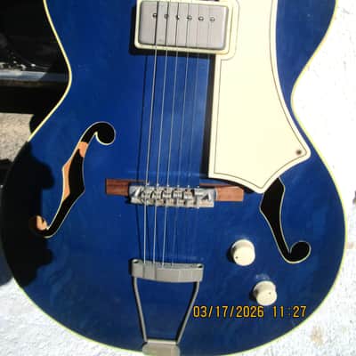 National Archtop Electric Guitar, 1956, Blue Finish, Kluson Tuners.SSC, image 4