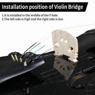 Unbranded Full Size 4/4 Violin Set for Adults Beginners Students with Hard Case, Violin Bow, Shoulder Rest, Rosin, Extra Strings 2020s - Black image 7