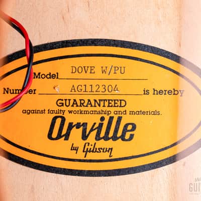 1991 Orville by Gibson Dove Vintage Sunburst Dreadnought Acoustic Electric Guitar w/ Case image 6