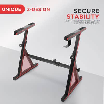 Heavy Duty Folding Keyboard Stand - Sturdy Reinforced Z Design w/ Adjustable Width & Height, Foam Padded Arms, Digital Piano Stand, Fits 54-88 Key Electric Pianos & Used for Travel & Storage image 2