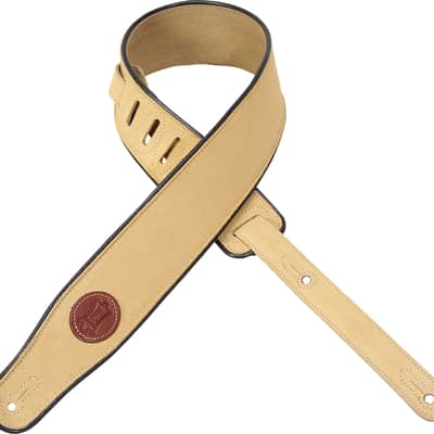 Levy's MSS3-TAN Hand Brushed Suede 2.5" Guitar Strap w/ Piping