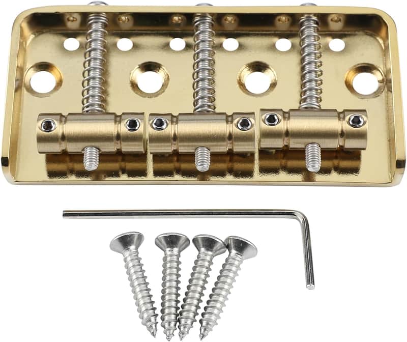 Gold Vintage Short Fixed Bridge with Brass Compensated 3-Saddle 54mm Guitar Bridge Compatible with Vintage Telecaster Tele Style Electric Guitar Replacement Parts image 1