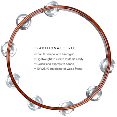Meinl Percussion TA2A-AB Traditional 10-Inch Wood Tambourine with Double Row Aluminum Jingles image 2