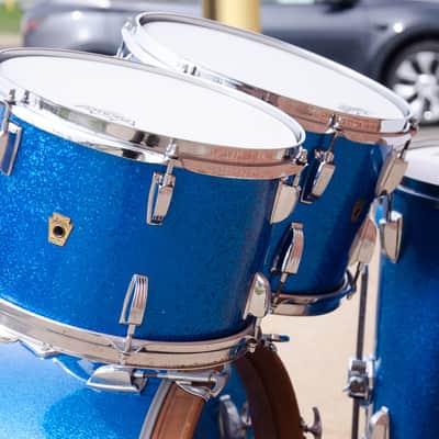 60's Ludwig Keystone Badge Blue Sparkle Kit - 20" 12,13,16" image 9