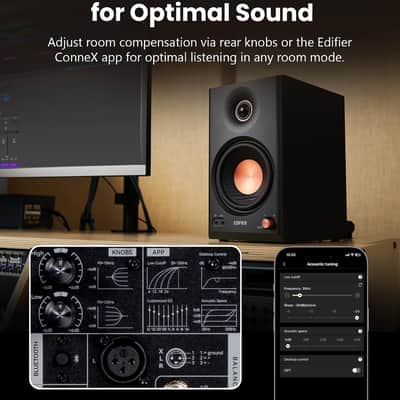 Edifier MR4.5 Bi-Amped Studio Monitor, 80W RMS Bookshelf Speakers - Black image 4