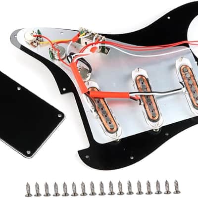 Prewired Loaded Pickguard, Guitar Pickguard-3-Ply SSS Prewired Loaded Pickguard with Alnico V Pickups Kit Humbucker Pickups for Stratocaster/Strat Guitars Replacement Parts (black) image 6