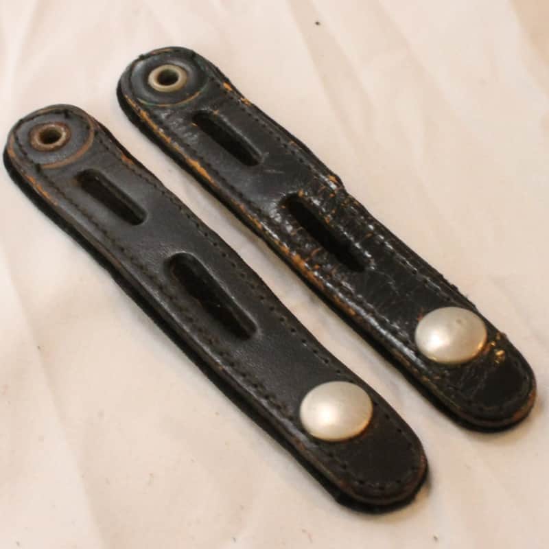 Accordion Italian Black Dual Strip Leather Bellows Clasp Part - Pair of 2 Pieces image 1