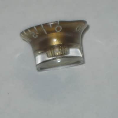 ONE very lite use genuine Gibson TONE (small print) knob from PRMK-030 set (only ONE TONE knob for sale / the other three knobs NOT included)  late 2000s or early 2010s - Knob is Gold with White Numbers & White Dashes (Gold Reflector w/ Small Black Print) image 10