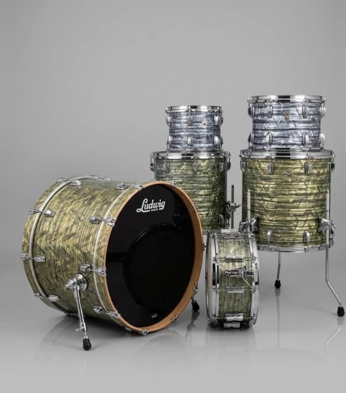 Ludwig Keystone X 6pc with Snare Sky Blue Pearl (Yellowing Wrap) 2019 - Sky Blue Pearl (Yellowing) image 1