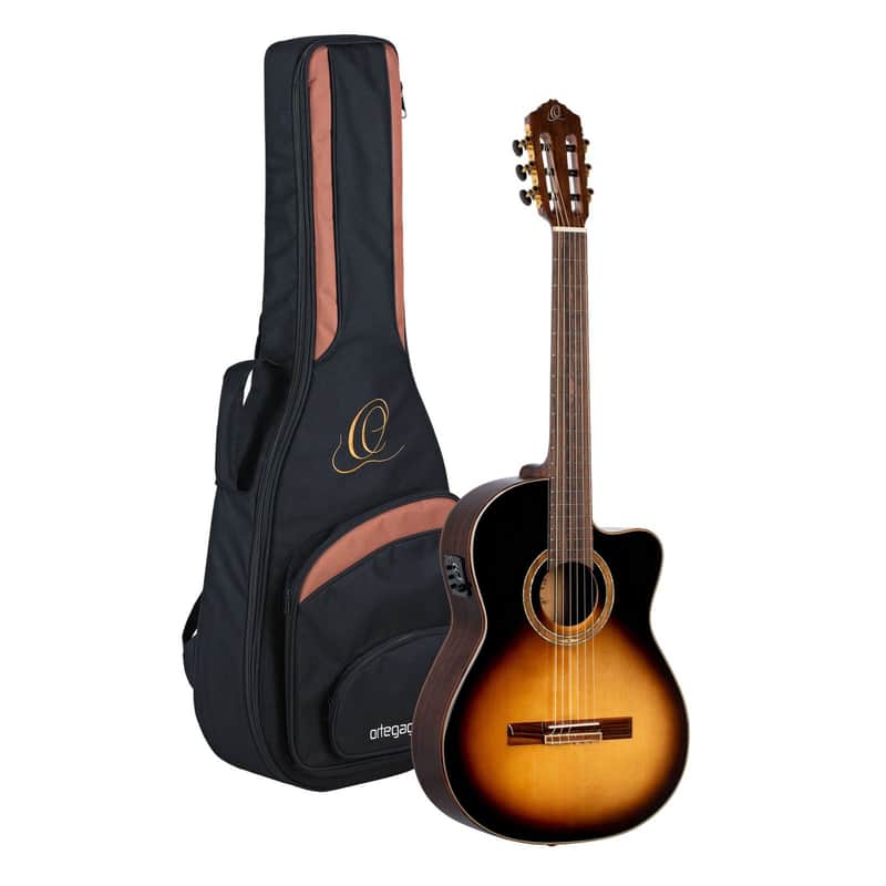 Ortega RCE158SN-TSB Solid Spruce Top Mahogany Neck Cutaway Nylon 6-String Classical Acoustic-Electric Guitar w/Gig Bag image 1