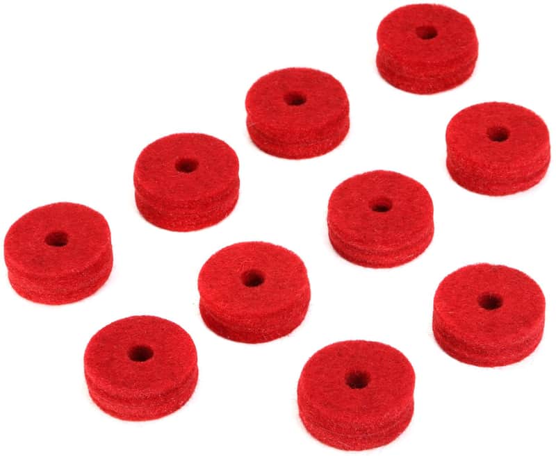 Ahead Wool Cymbal Felts - Red (10-pack) (5-pack) Bundle image 1