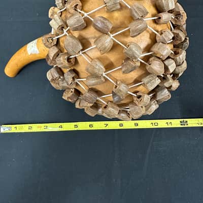 Cameroon African Shekere, Gourd Rattle, Handmade 11" x 8" - MINT image 2