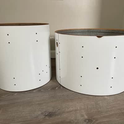 Rogers Big R 5 Ply 14x22 And 16x16 Drum Shell Lot New England White image 2