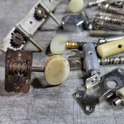 1.5 Lbs Vintage RARE 1960's Teisco Harmony Silvertone Kay 3x3 Individual Plate Guitar Tuners Screws Gears Luthier Parts image 5