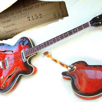 Framus Star Bass 5/150 Germany 1966 "Sunburst Rot" Vintage E-Bass 4 String Bass-Guitar image 6