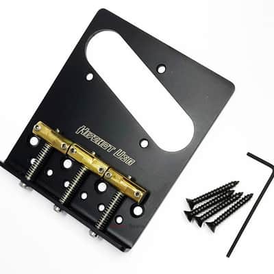 Hipshot 4-Hole 3-Compensated Saddle Vintage Telecaster/Tele Guitar Bridge, BLACK image 4