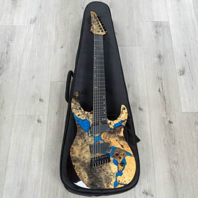 Mint Legator Ninja X7F Multi-Scale 7-String Guitar, California Buckeye Burl, Fishman Set, Caribbean Blue image 10