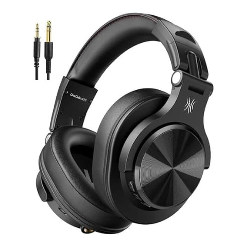 A70 Bluetooth Over Ear Headphones, Wireless Headphones w/ 72H Playtime, Hi-Res, 3.5mm/6.35mm Wired Audio Jack for Studio Monitor & Mixing DJ Guitar AMP, Computer Laptop PC Tablet - Black image 1