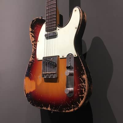 Made to Order - FRANCHIN Mars guitar Relic Aged 100% Nitro Lacquer (Butterscotch/ Sunburst/ Black/ White/ Blue/ Green/ Yellow/ Red/ Pink/ Burgundy/ Purple/ Gold/ Silver, etc.) Telecaster-Tele-T-Style Made in Italy image 22