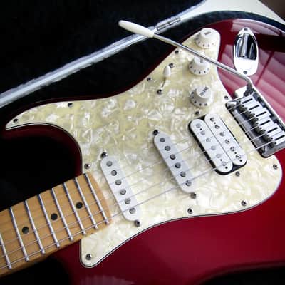 Fender American Lone Star Stratocaster HSS CAR Pearloid Guard HSS Seymour Duncan Pearly Gates Texas Specials OHSC Circa-1999-Candy Apple Red image 10