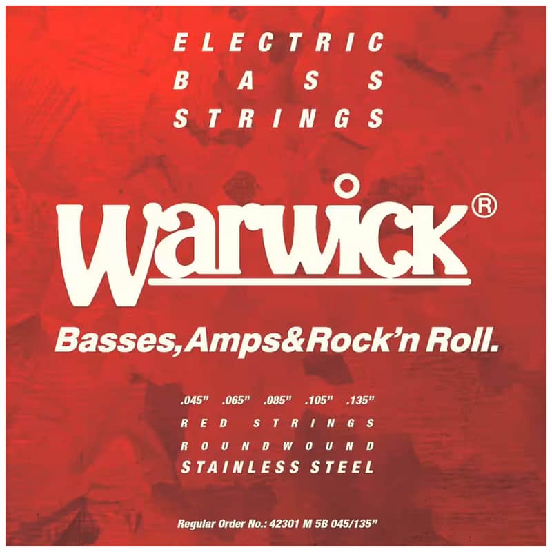 42301 M5B Red String 5 cordes Medium Low B Stainless Steel Bass 45-135 Warwick imagen 1
