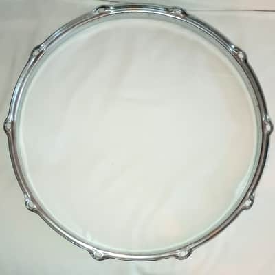 VINTAGE PEARL SNARE DRUM HOOPS PAIR 14"/10L 70's - CHROME - FREE SHIP TO C-USA! image 6