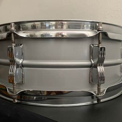 Ludwig L-404 Acrolite 5x14" 8-Lug Aluminum Snare Drum with Rounded Blue/Olive Badge 1979 - 1993 - Gray image 6