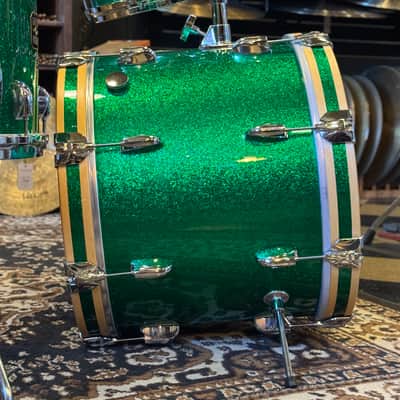 USED 1990's Gretsch USA Custom Square Badge Drum Set in Green Sparkle image 7