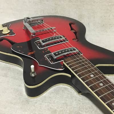 Teisco Kingston Kawai Rare Offset Hollowbody Electric Guitar 1960's Japan Redburst image 6