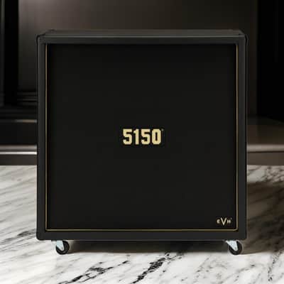 EVH 5150 Iconic Series EL34 160W 4x12 Amp Cabinet with 1/4-Inch Parallel Speaker Input Jack and Two Recessed Side-Mounted Steel Bars (Black) image 6