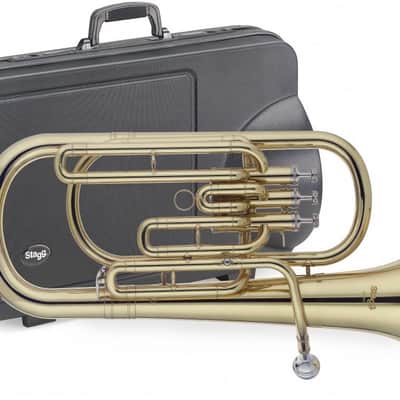 Stagg WS-BH235 Brass Body Bb Baritone Horn w/3 Valves, ABS Case & Mouthpiece Silver Plated image 1