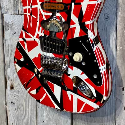 2021 EVH Striped Series Frankie Red / White / Black Stripes Relic , In Stock Best Deal on the Planet image 5