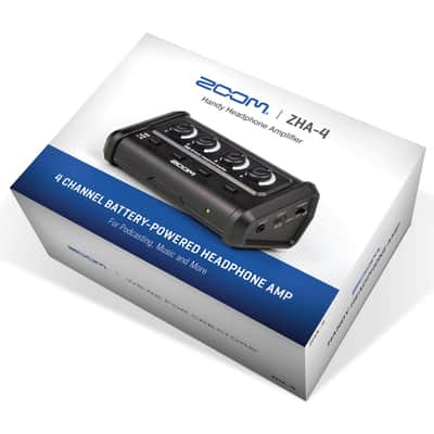 Zoom ZHA-4 Handy Headphone Amplifier with Closed-Back Studio Monitor Headphones and Platinum Pro 10' TRS 1/4" Male to 1/4" Male Interconnect Cable with Rean by Neurik Gold Connectors image 4