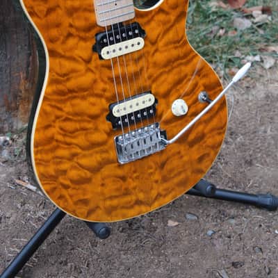 OLP MM1 Axis Amber Quilt Top Electric Guitar - EVH Eddie Van Halen Ernie Ball Music Man Copy image 3