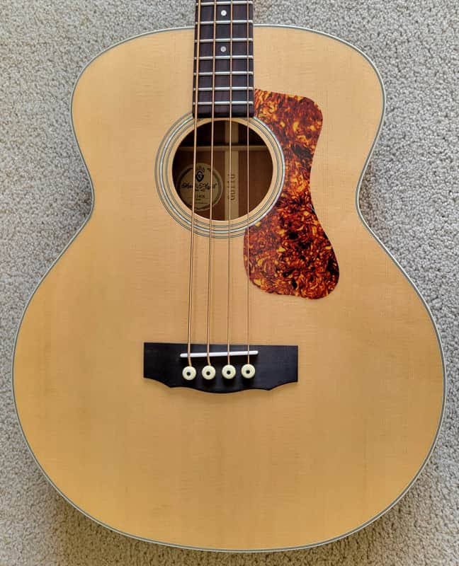 Guild B-140E Acoustic Electric Bass Guitar, Natural Finish, Guild Gig Bag image 1
