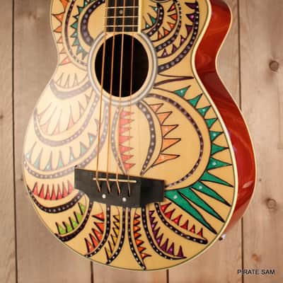 Washburn AB5K Custom Art 4-String Acoustic Bass "Spikes of the South West " w/gig bag image 9
