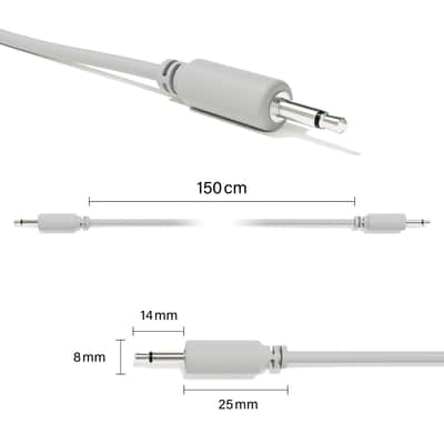 ExcelValley [Grey | 120 cm - 47.24"] 5-Pack - Mono Modular Patch Cables Eurorack Synthesizer image 2