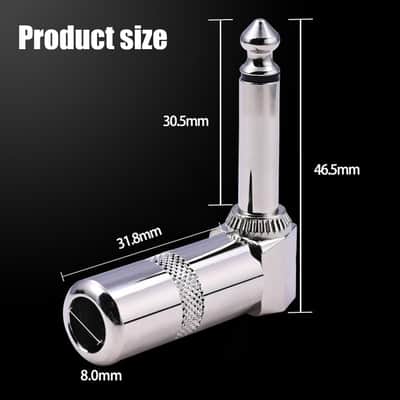 6 Pack Audio 90 Degree Right Angle Plug, 1/4 Inch 6.35mm Heavy Duty TS Mono Male Solder Type Jack Connector for Speaker Cables Guitar Cables Microphone Cables image 2