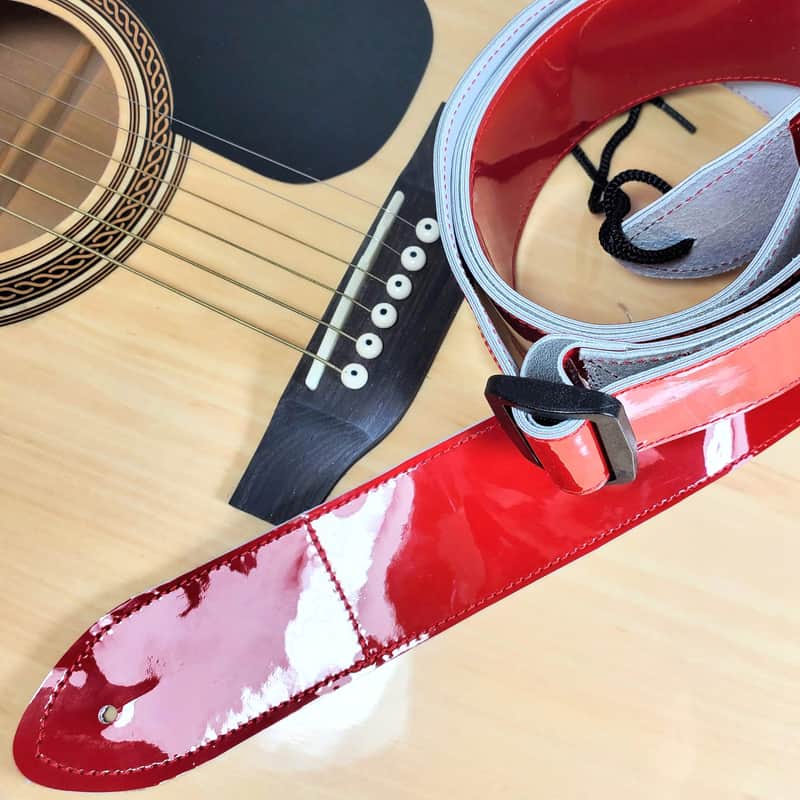 Premium Red Patent Leather Guitar Strap - Shiny Red Leather Guitar Strap - 100% image 1