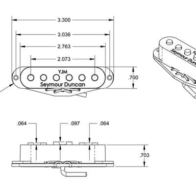 Seymour Duncan YJM Fury STK-S10 Single Coil Pickup Set (N/M/B) - Off-White image 6