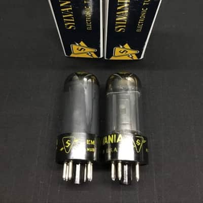 GREAT PAIR SYLVANIA 6V6GT Chrome Top VINTAGE Power VACUUM TUBES Amp C.9417 image 2