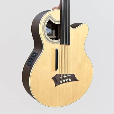 Warwick Rockbass Alien Deluxe 4 String Fretless Acoustic Electric Bass Guitar - Natural image 2