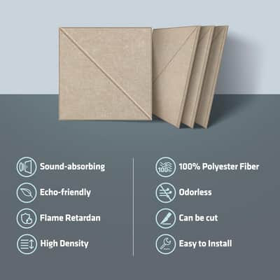 12 Pack Acoustic Panels, 12 X 12 Inches Diagonal Slot Sound Proof Panels, Acoustic Treatment Panels For Home Studio. (Light Tan) image 6